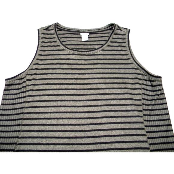 Chico's Zenergy Sleeveless Striped Top Gray Black‎ Size XL Stretch Travel Knit - Picture 1 of 7